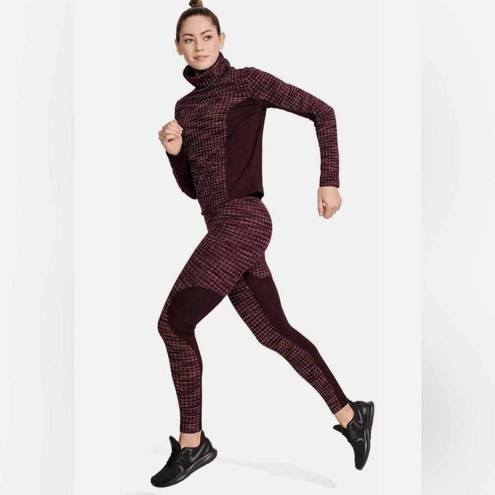 Nike Pro Hyperwarm Mock Neck Long Sleeve Top in Burgundy Size 2X